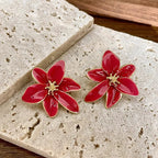 Aretes de Clavo Flor Roja