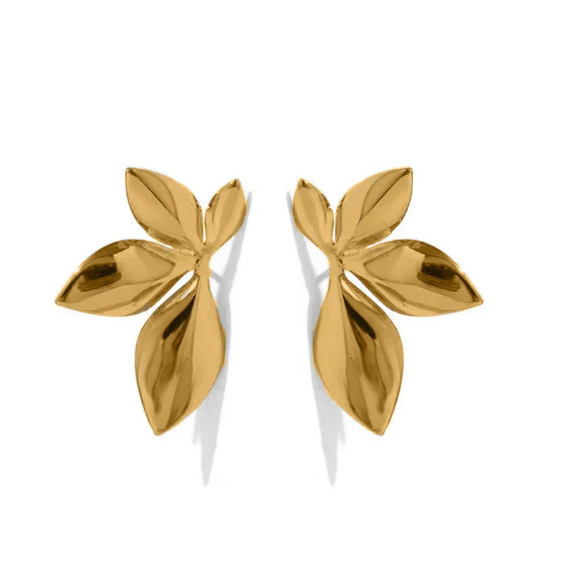 Aretes de botón con flores de oro