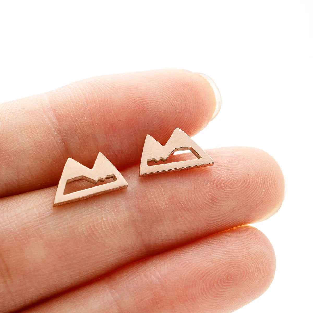 Aretes de Montaña Minimalistas de Botón en oro rosa