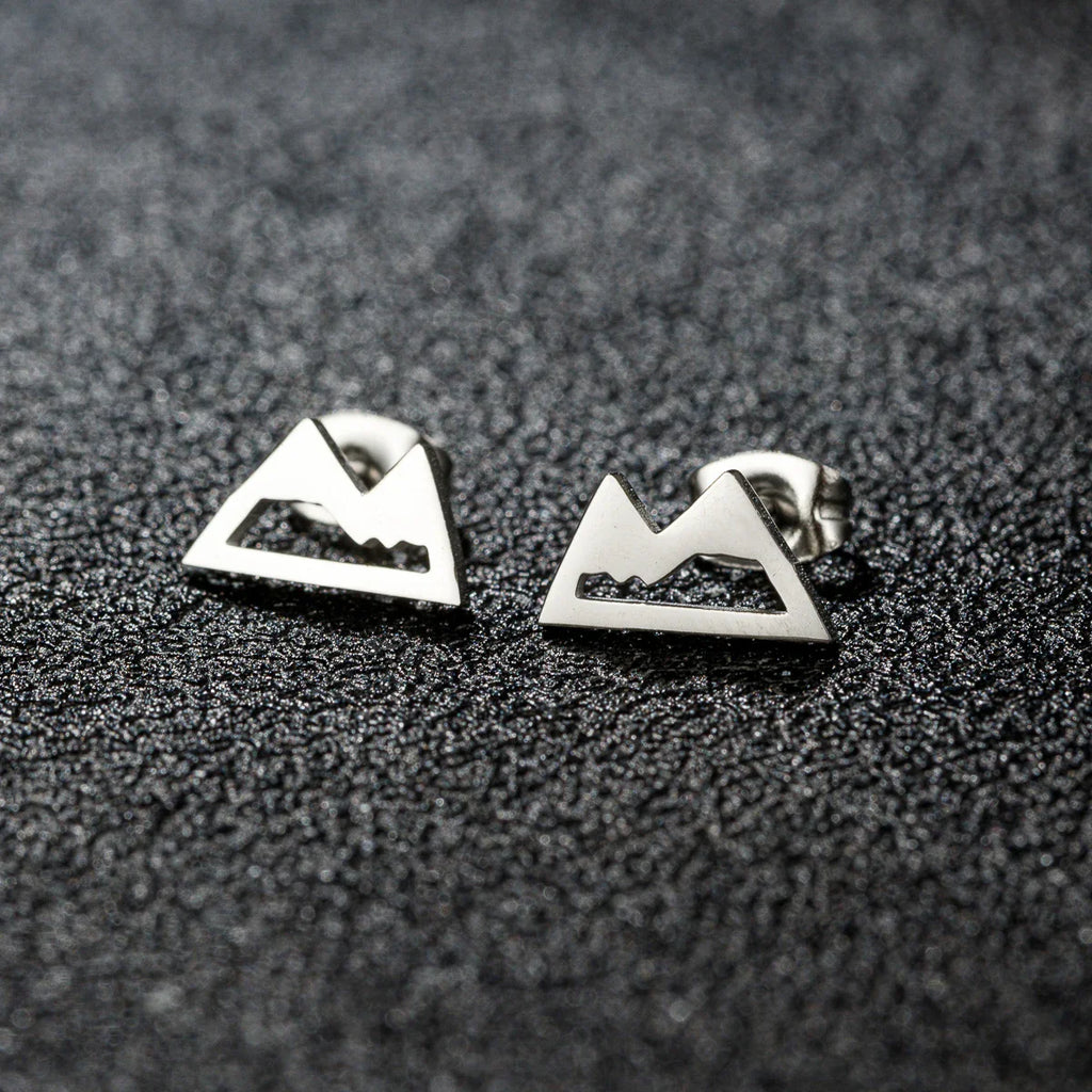 Aretes de Montaña Minimalistas de Botón en plata
