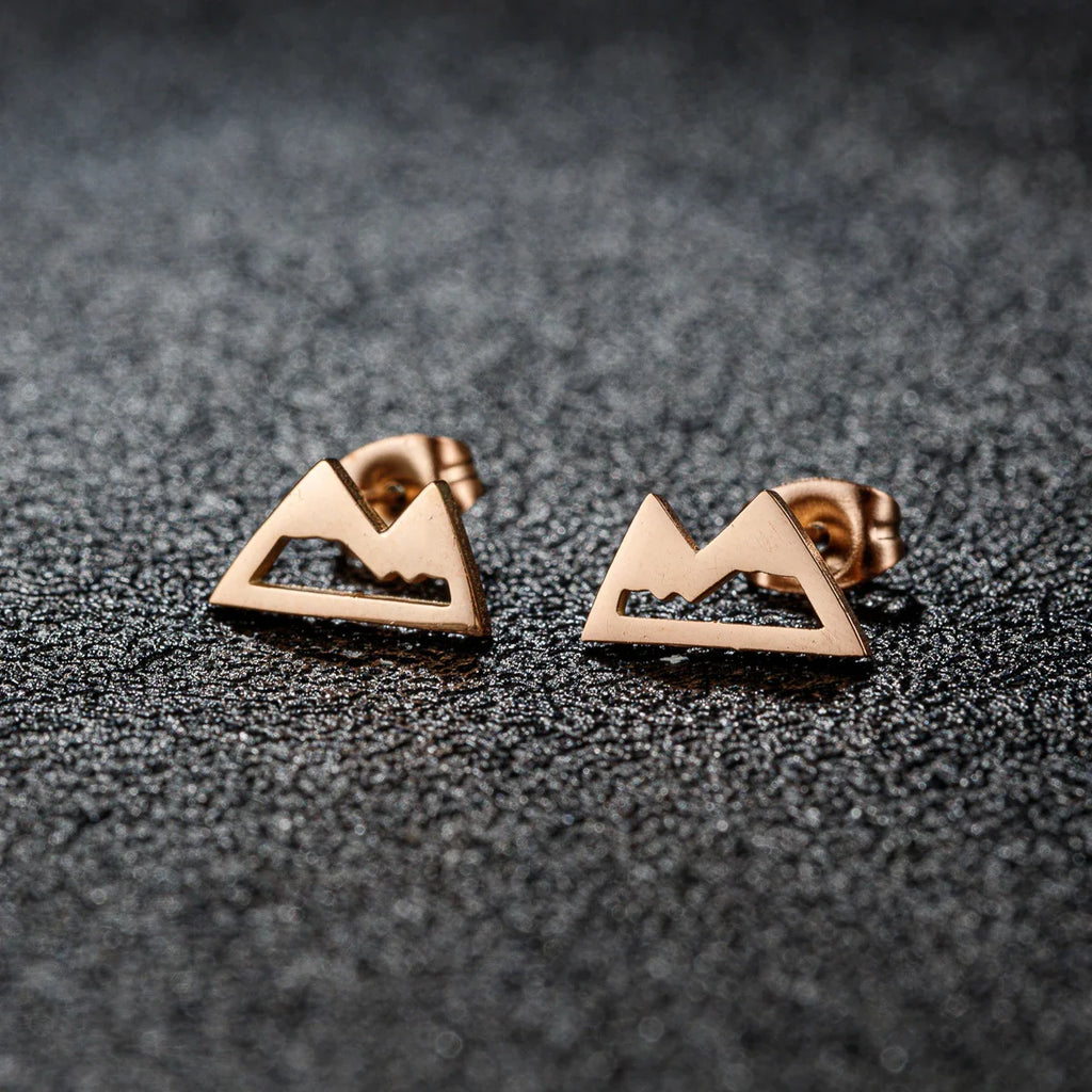 Aretes de Montaña Minimalistas de Botón en oro rosa