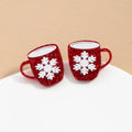 Aretes de Botón Mug con Copo de Nieve