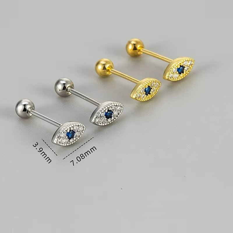 Aretes de botón contra el mal de ojo con strass