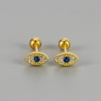 Aretes de botón contra el mal de ojo con strass en oro