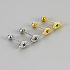 Aretes de botón contra el mal de ojo con strass