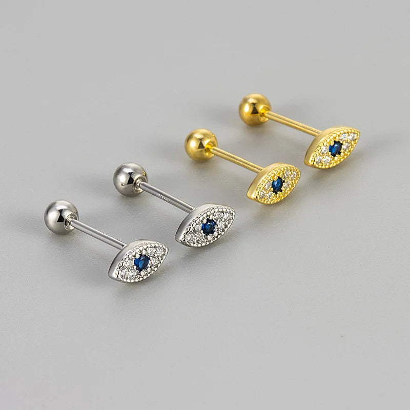 Aretes de botón contra el mal de ojo con strass
