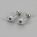 Aretes de botón contra el mal de ojo con strass en plata