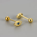 Aretes de botón contra el mal de ojo con strass en oro