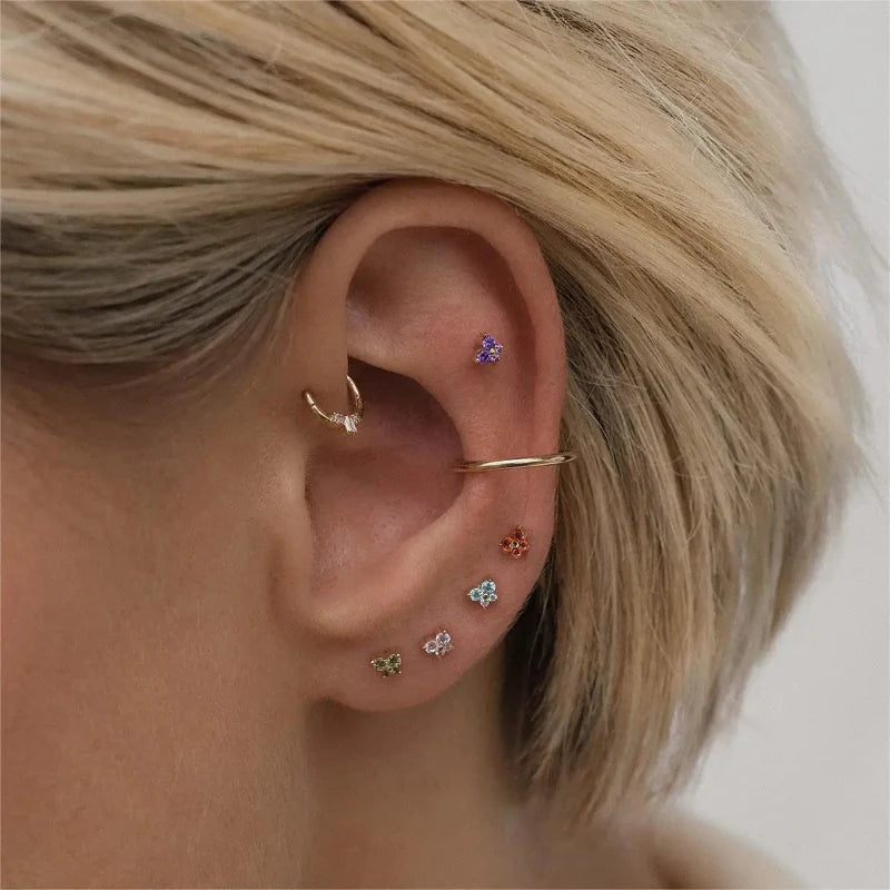 Aretes de Botón con Piedra de Nacimiento