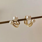 Aretes de Botón Retro con Perlas