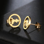Aretes de Botón Redondos Montañas para Mujer u Hombre oro