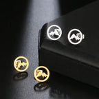 Aretes de Botón Redondos Montañas para Mujer u Hombre oro