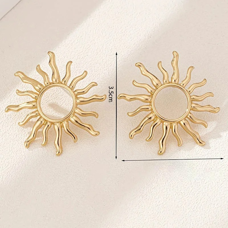 Aretes de botón Sol para mujer