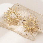 Aretes de botón Sol para mujer