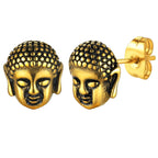 Aretes de botón Cabeza de Buda oro