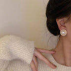Aretes Vintage de Botón con Perla