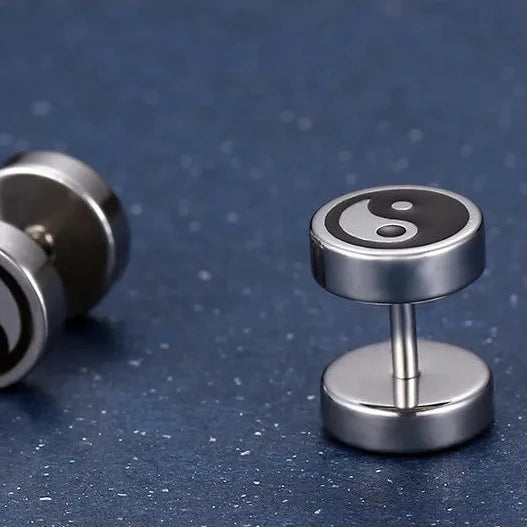 Aretes de Clavo Yin Yang para Hombre