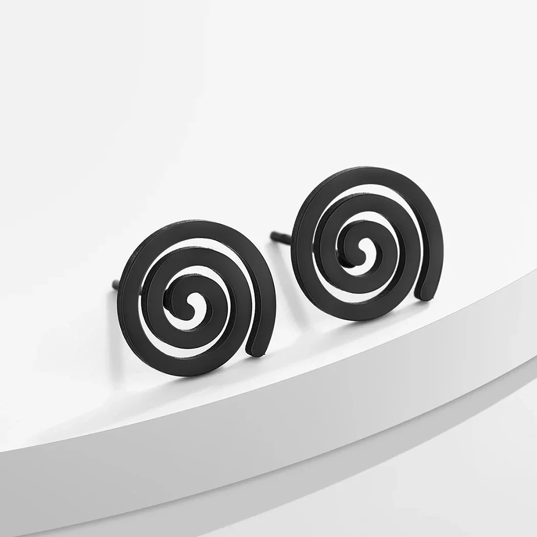 Aretes de Espiral en Negro