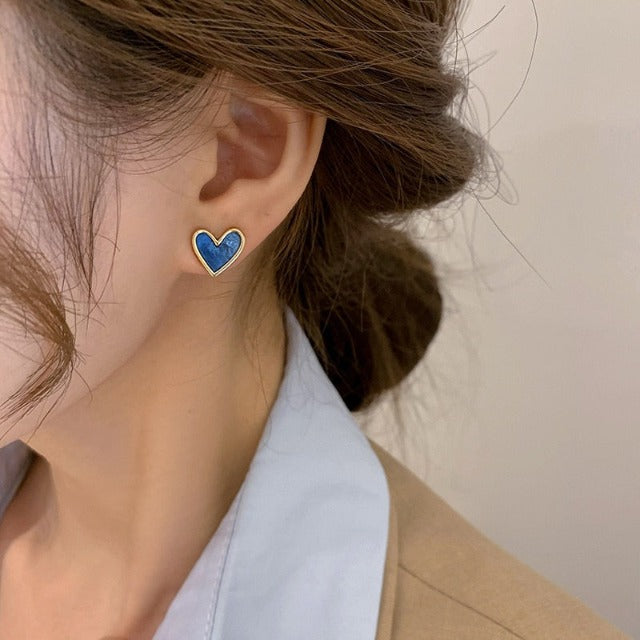 Aretes Corazón Azul & Rosa azul