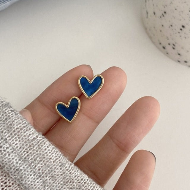 Aretes Corazón Azul & Rosa azul