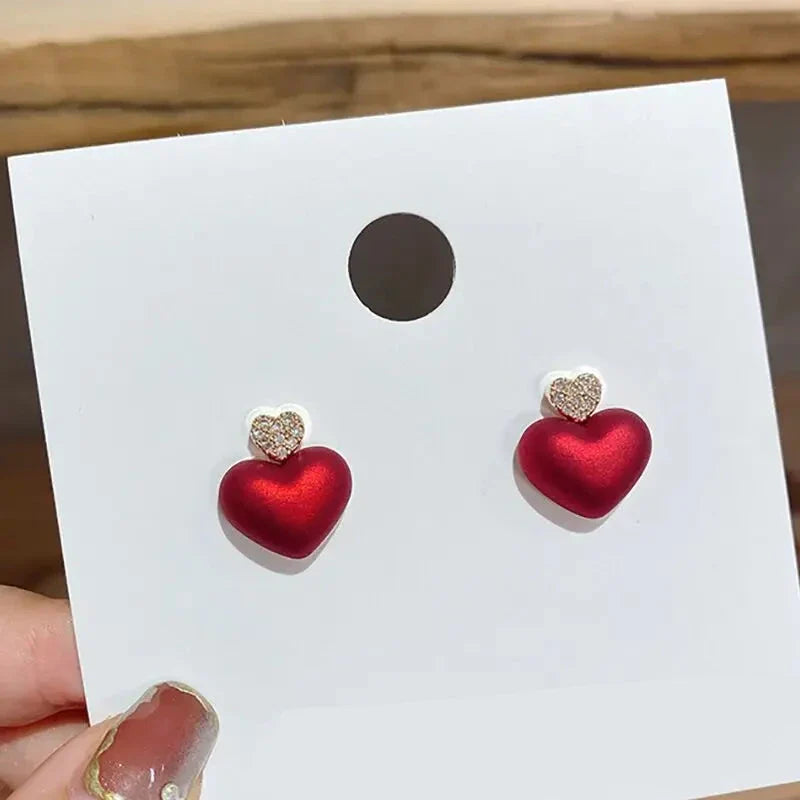 Aretes Corazón de Navidad Rojos