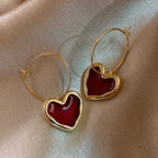 Aretes Corazón Rojo para Mujer