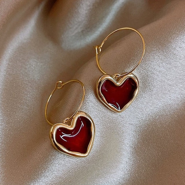 Aretes Corazón Rojo para Mujer
