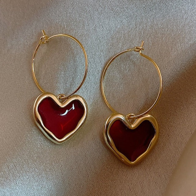 Aretes Corazón Rojo para Mujer