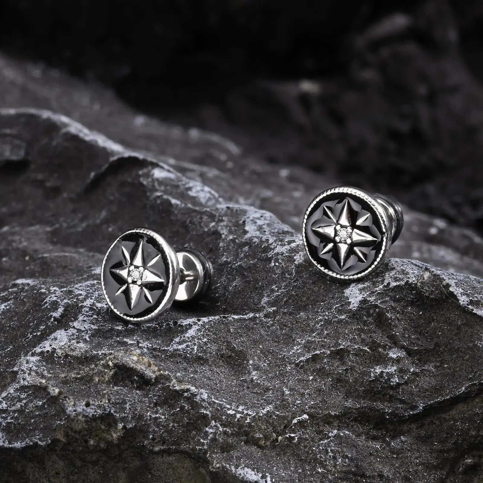 Aretes de Brújula Compass para Hombre con Rosa de los Vientos