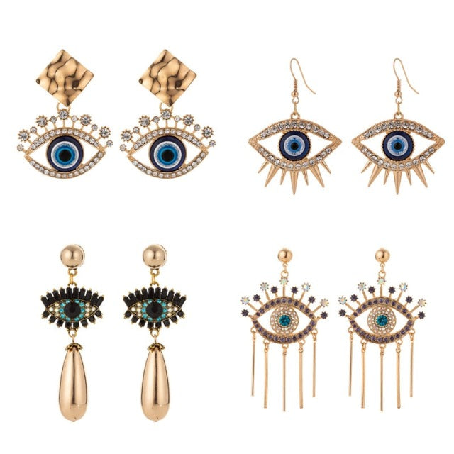 Aretes Contra el Mal de Ojo Azul Griego Turco Mataki Matiasma