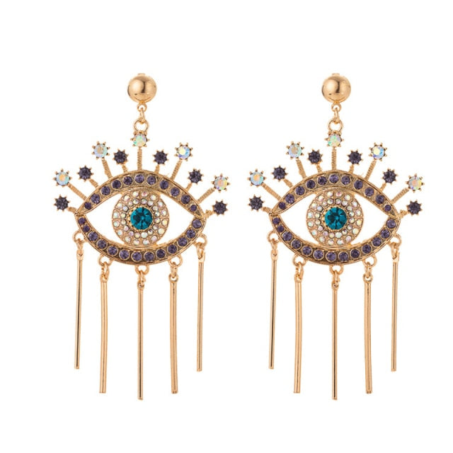 Aretes Contra el Mal de Ojo Azul Griego Turco Mataki Matiasma estilo 1 dorado
