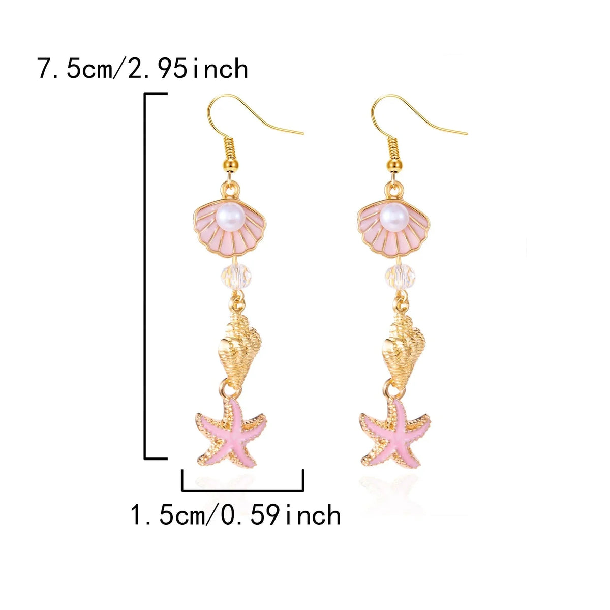 Aretes colgantes de concha de colores