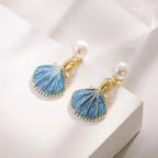 Pendientes de Concha de Vieira Azul Concha