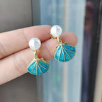 Pendientes de Concha de Vieira Azul Concha