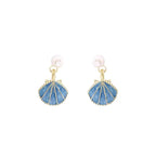 Pendientes de Concha de Vieira Azul Concha