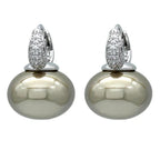 Aretes Aros con Perla Azul y Circonio plata y beige