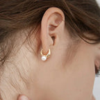 Pendientes Aros de Estilo Retro con Perla