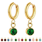 Aretes Aros con Zirconia Piedra de Nacimiento