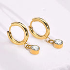 Aretes Aros con Zirconia Piedra de Nacimiento