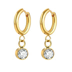 Aretes Aros con Zirconia Piedra de Nacimiento
