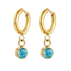 Aretes Aros con Zirconia Piedra de Nacimiento