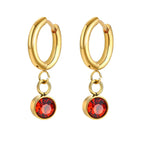 Aretes Aros con Zirconia Piedra de Nacimiento