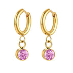 Aretes Aros con Zirconia Piedra de Nacimiento