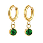 Aretes Aros con Zirconia Piedra de Nacimiento