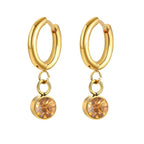 Aretes Aros con Zirconia Piedra de Nacimiento