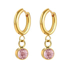 Aretes Aros con Zirconia Piedra de Nacimiento