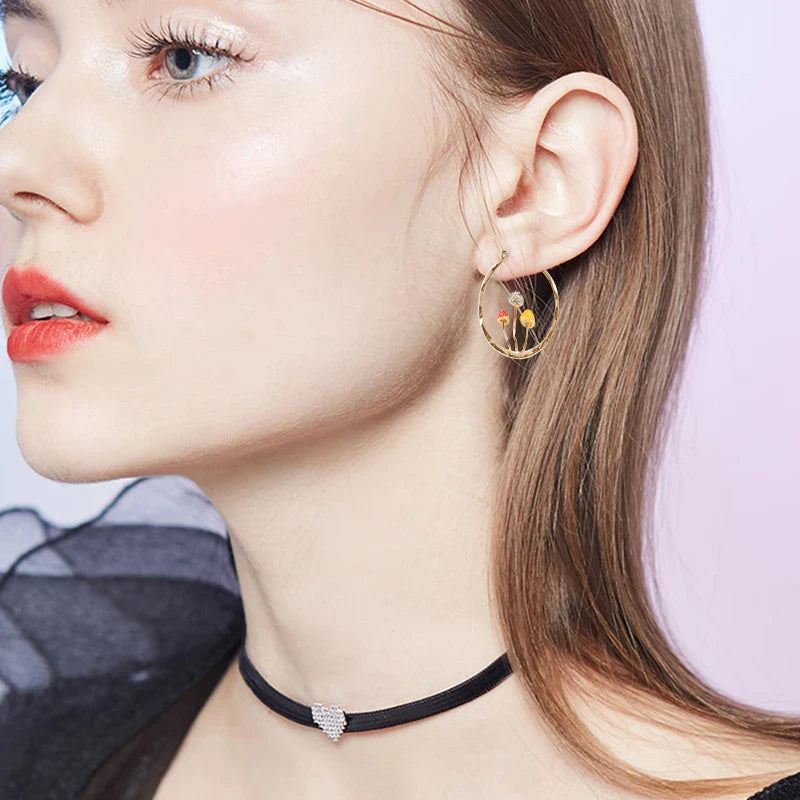 Aretes de Aro oro Champiñones