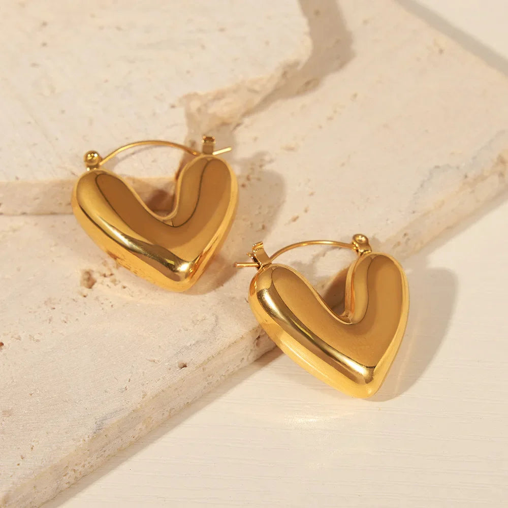 Aretes Aros Corazón oro