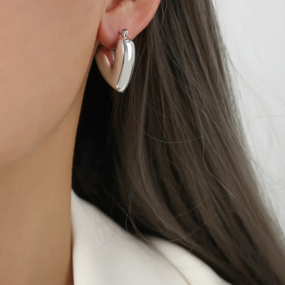 Aretes Aros Corazón plata