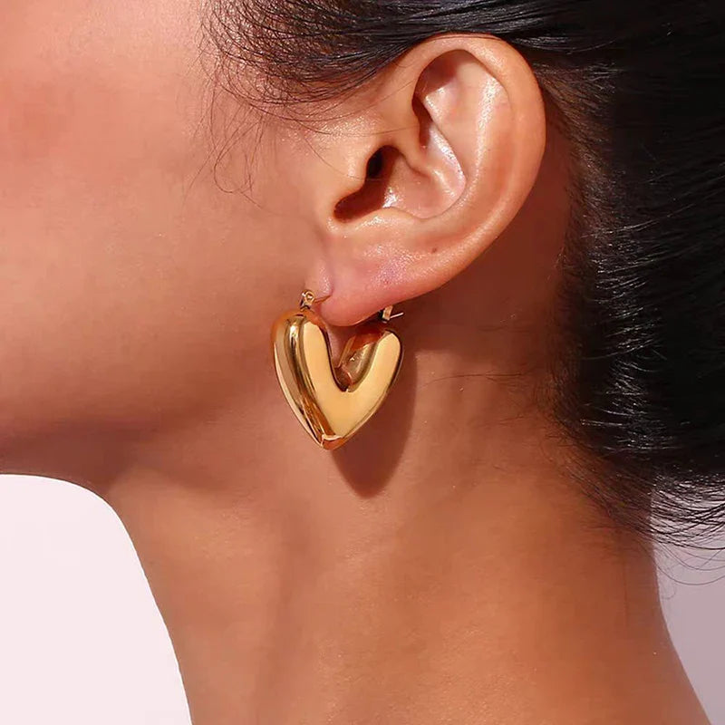 Aretes Aros Corazón oro
